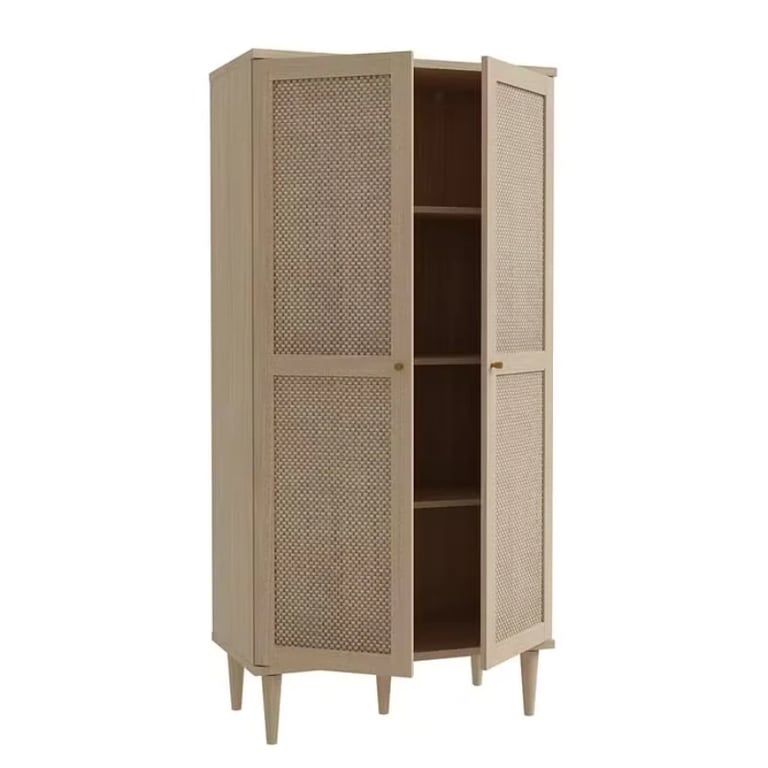 Picture of Roma Wardrobe Natural wood with Rattan