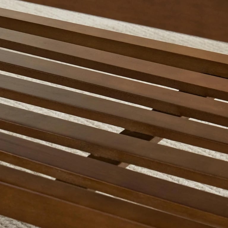 صورة ميلو – مقعد أحذية من الخشب الطبيعي مع بطانة قماش