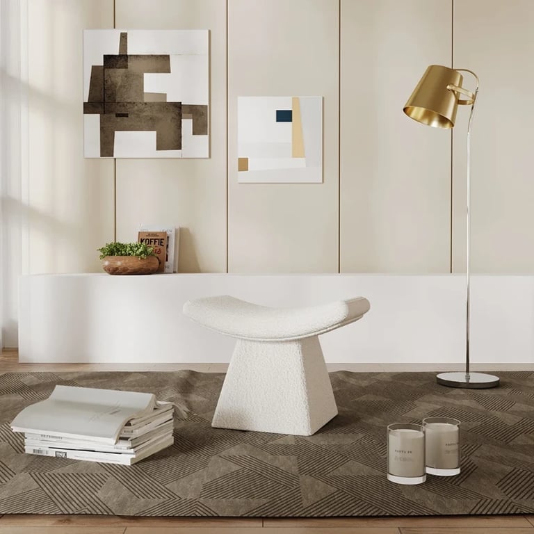 Sova Curved Ottoman – Bouclé Upholstery with Artistic Silhouette