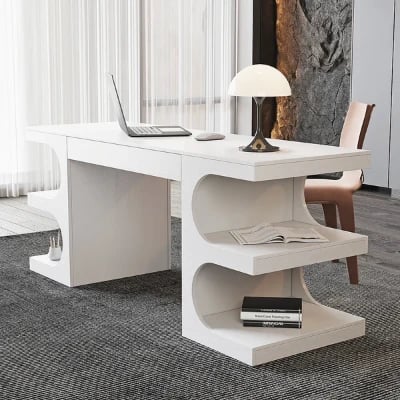 Picture of Henzie – Natural Wood Desk with Shelves & Drawer