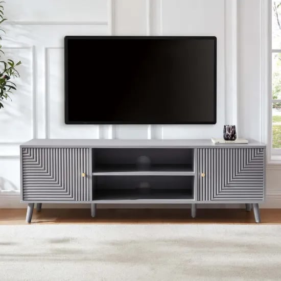Picture of Mira Natural Wood TV Stand – Geometric Design
