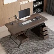 Picture of Cramson – Natural Wood Desk with Metal Legs, Shelf & Drawer
