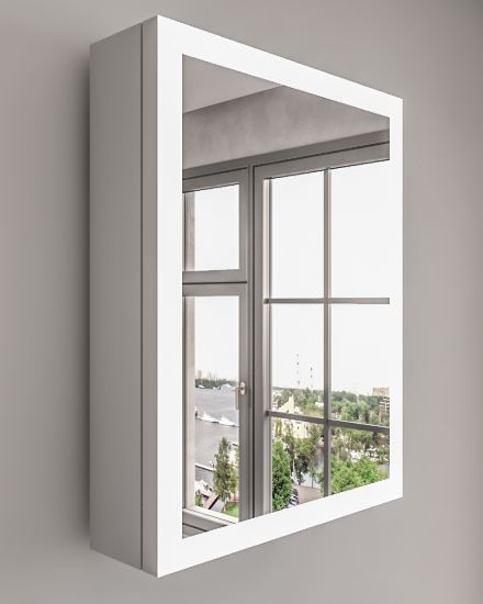 Picture of Peria – Multifunctional LED Bathroom Mirror with Natural Wood Storage