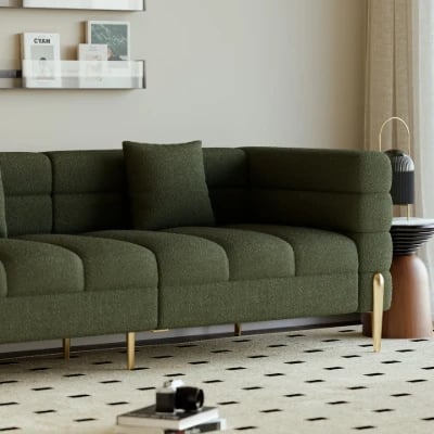 Verdi Sofa Set – Two Sofas in Modern Design made of Natural Wood with Gold Legs