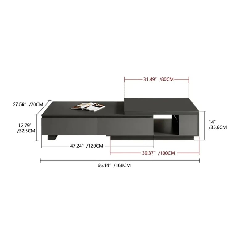 Cylora Coffee Table with Hidden Drawers – Natural Wood