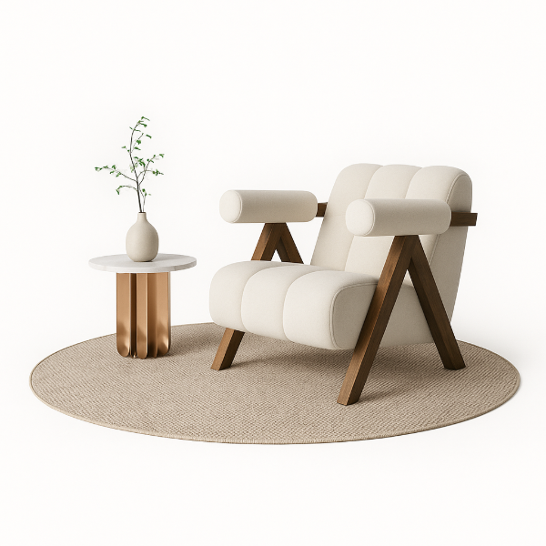 Picture of Sovana Cozy Armchair – Cylindrical Design with Wooden Legs