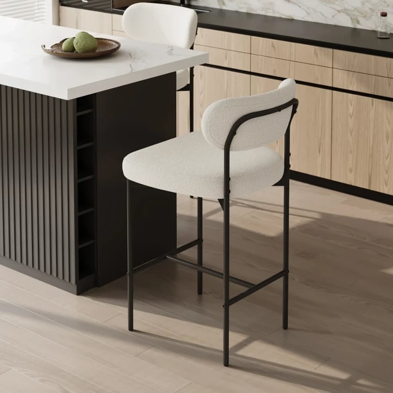 Vellor Upholstered Counter Stool – Black Frame