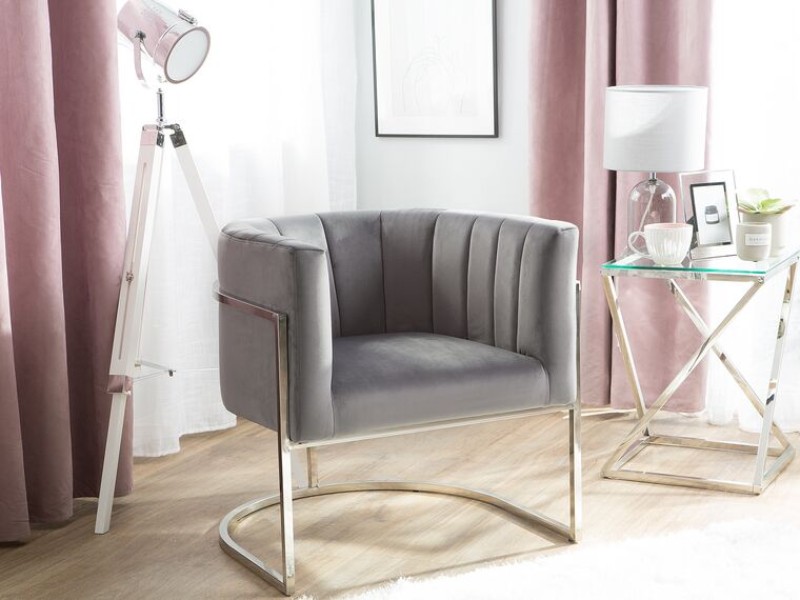 Picture of Arelia Modern Armchair – Natural Wood with Soft Fabric & Metal Legs