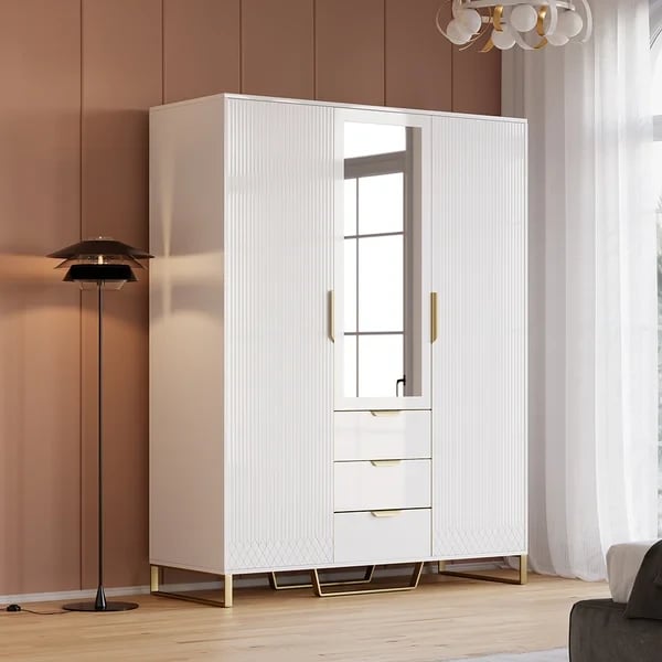 صورة دولاب أرو مودرن أبواب بمرآة مع أرفف وأدراج