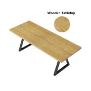 صورة سيبار طاولة طعام سطح خشبي مع أرجل معدنية