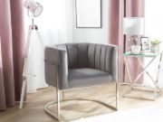 Picture of Arelia Modern Armchair – Natural Wood with Soft Fabric & Metal Legs