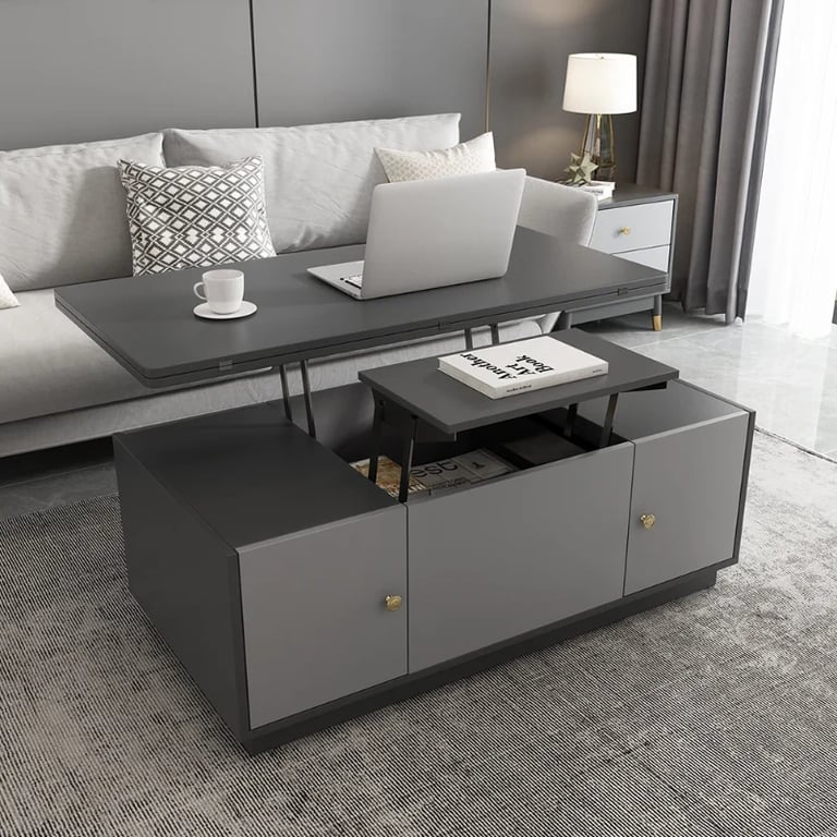 Nerio – Modern TV Unit Set made of Natural Wood with Extendable Design and Multi-Functional Coffee Table
