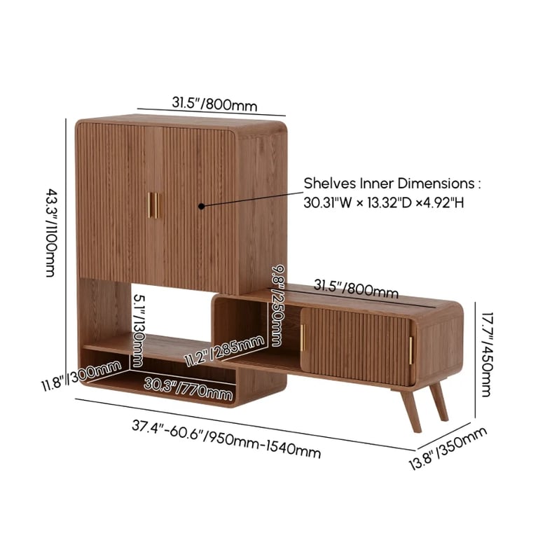 Lunaro – Modular Shoe Cabinet with Sliding Bench | Natural Wood
