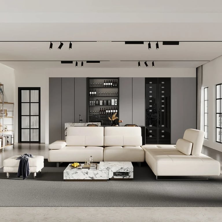 Picture of Segal Natural Wood Lounge Sofa – Flexible Leather Seating