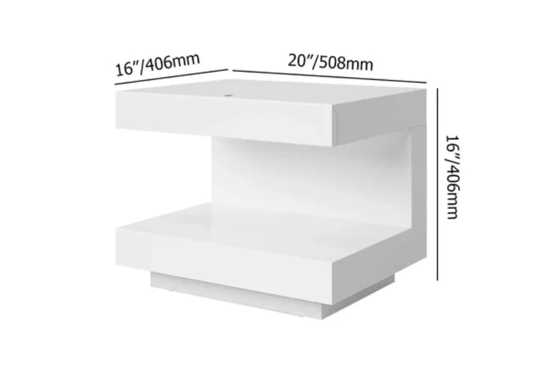 Vens Nightstand – Single Drawer with LED Light and Natural Wood Frame