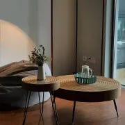 Ripple Duo Coffee Table Set – Natural Wood Top