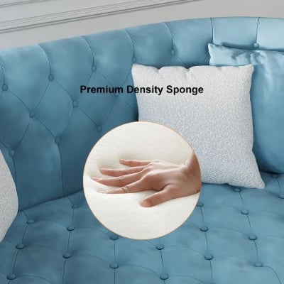 صورة كنبة 'سيلستا' المخملية الزرقاء - 3 مقاعد - خشب طبيعى