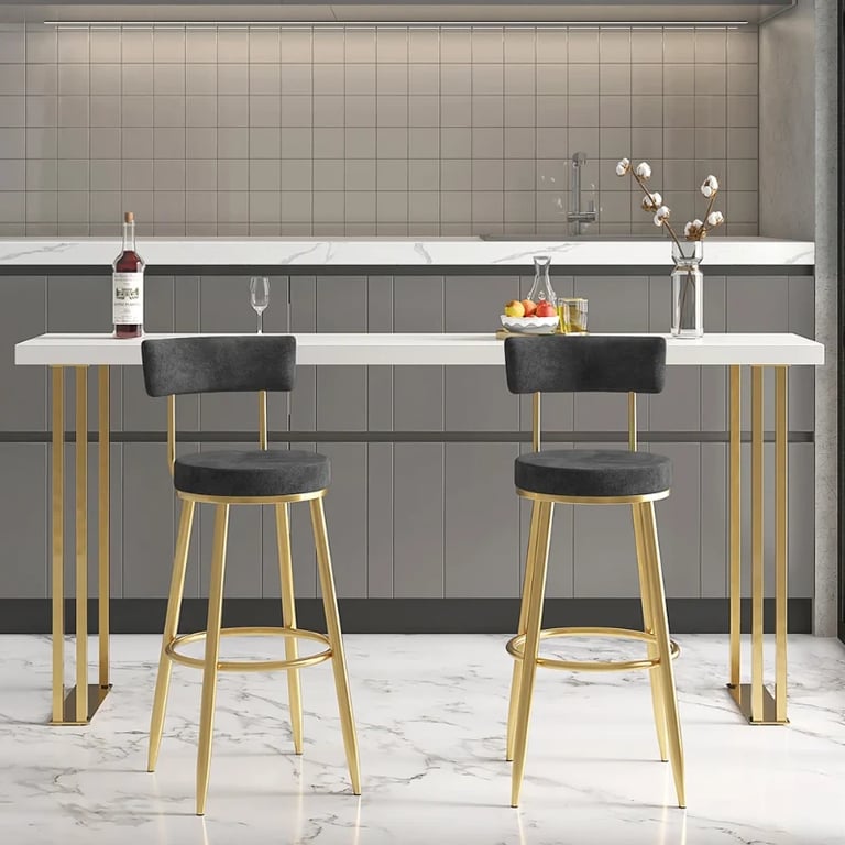 Élysée Bar Stool – Gold Frame with Padded Backrest