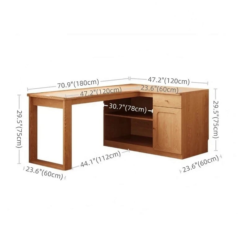 Natura L-Shaped Desk - Natural wood.