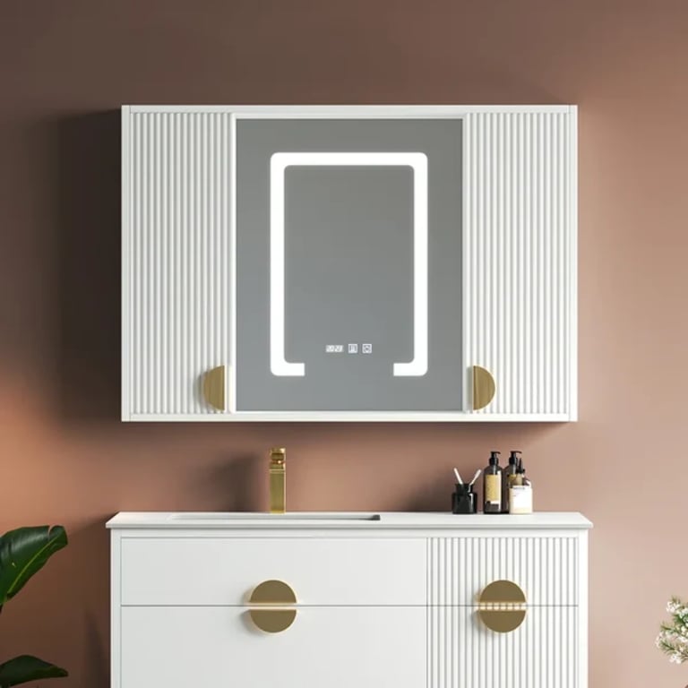 Picture of Helen lighted bathroom mirror with moving back storage