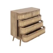 Alina – Curved Edge Rattan Wood 5-Drawer Chest