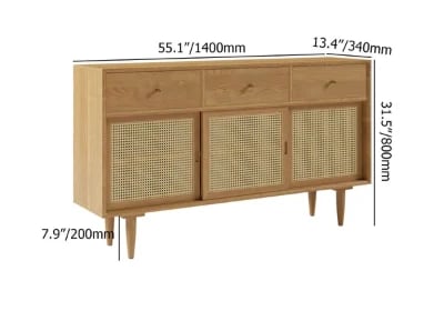 Renvo Sideboard – Natural Wood and  Rattan