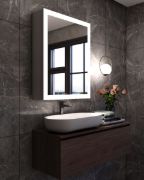Picture of Peria – Multifunctional LED Bathroom Mirror with Natural Wood Storage