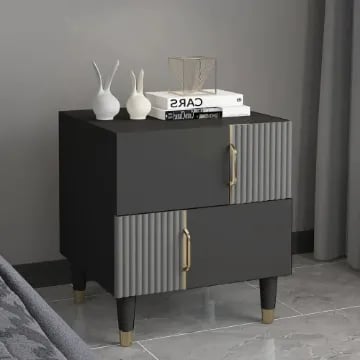 Picture of Denize Modern Black & Gray Nightstand - 2 drawers