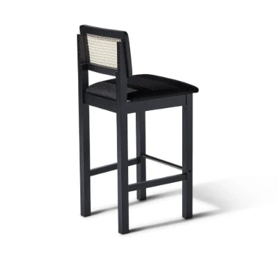 Picture of Rivano -Rattan Bar Dining Chair -Black Natural Wood Frame