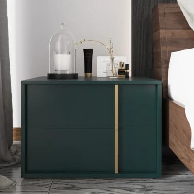 Picture of Kramzi Nightstand Natural wood - 2 drawers
