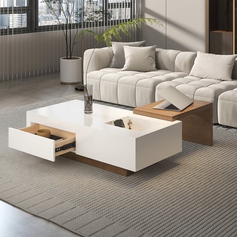 Picture of Crova Natural Wood Coffee Table-Sliding Storga