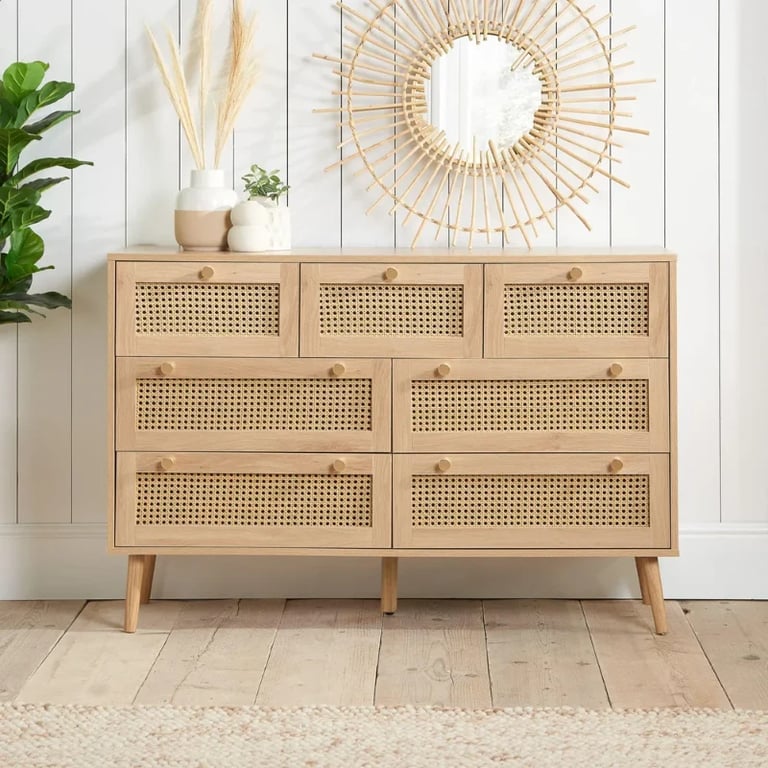 Avenya – Natural Rattan & Wood 6-Drawer Chest