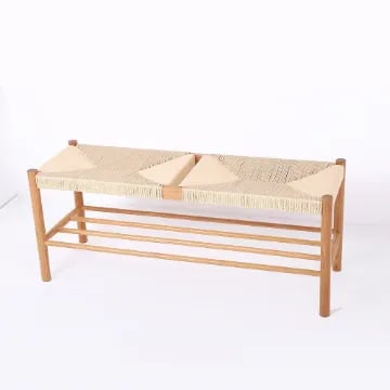 Picture of Saku Boho Woven Wood Bench