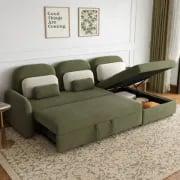 Olivan Convertible Sofa with Chaise, Bed & Side Table