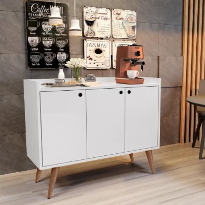 Varello – Modern Coffee Corner Cabinet with Natural Wood Legs