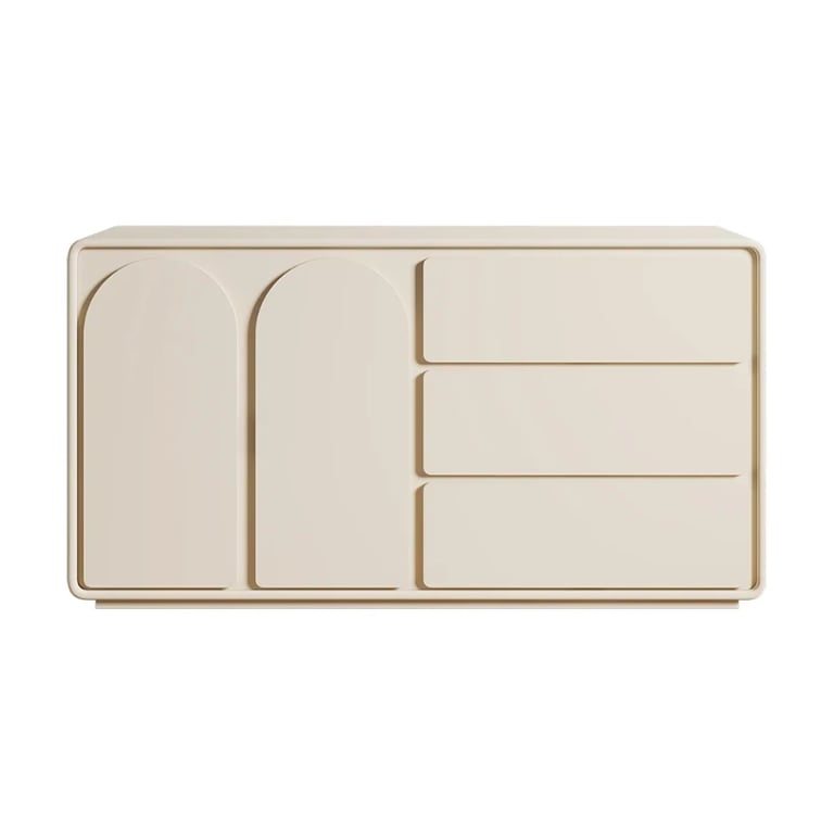 صورة أركا بوفيه خشب طبيعي – واجهة منحوتة بحواف ناعمة مستديرة