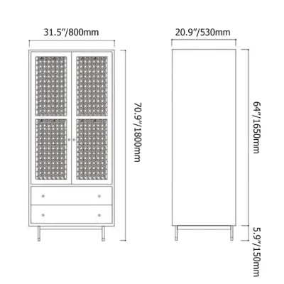 Picture of Vart Wardorbe Natural wood with Rattan