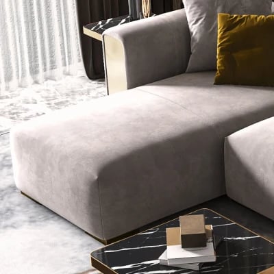 Picture of Luniva L-Shaped Sectional Sofa with Left Chaise – Gold Legs