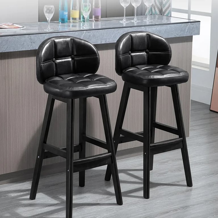 Picture of Rivano Bar Stool – Leather with Wooden Base