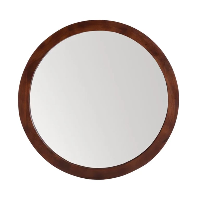 Amane Round Solid Wood Wall Mirror