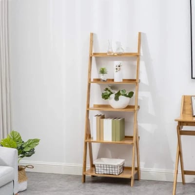 Nova – Natural Wood Ladder Shelf with 5 Tiers