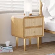 Picture of Avira Nightstand – Natural Wood with Golden Legs