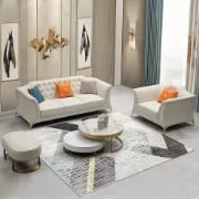 Marcelline – Sofa, Armchair & Ottoman Set with Elegant Natural Wood Accents | Customizable Design