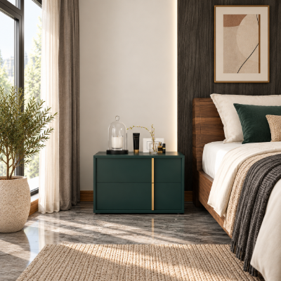 Kramzi Nightstand Natural wood - 2 drawers