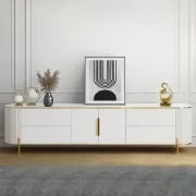 Picture of Clarva Curved TV Unit  – Gold Frame & Fluted Charm