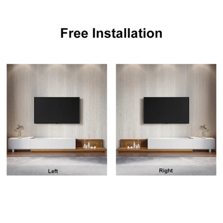 صورة وحدة تلفزيون لوناۤرا قابلة للتوسيع – خشب طبيعي مع 3 أدراج تخزين