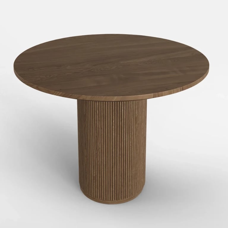 Picture of Merso Round Dining Table – Fluted Base & Natural Wood Top