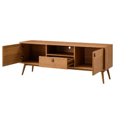 صورة فييرا – وحدة تلفاز من الخشب الطبيعي بتصميم مينيمالي أنيق