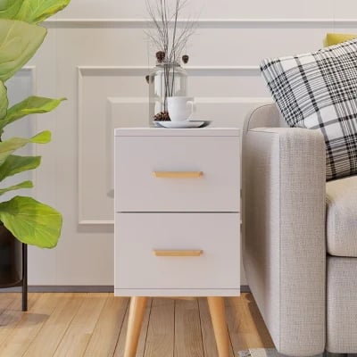 Picture of Monumo Natural Wood Side table  - 2 drawers
