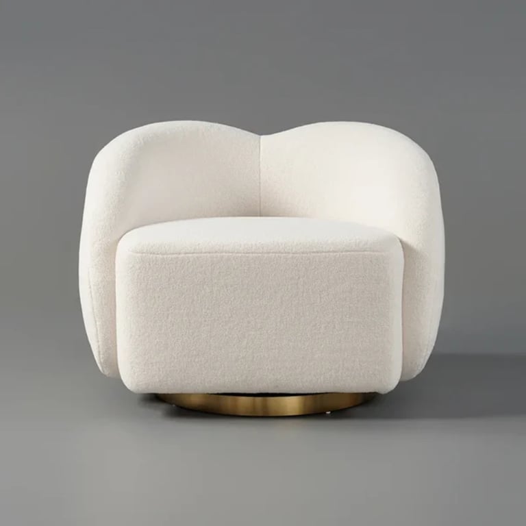 Picture of Auraya Swivel Accent Chair – White Elegance with Gold Base